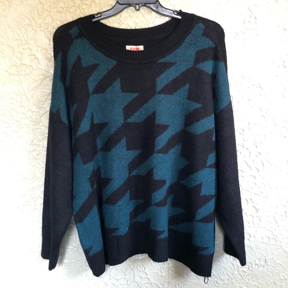 Evri Sweaters | New Evri Sweater Size 3X Black \u0026 Teal Crewneck Women's Plus | Color: Black/Green | Size: 3X | Bcrw123's Closet